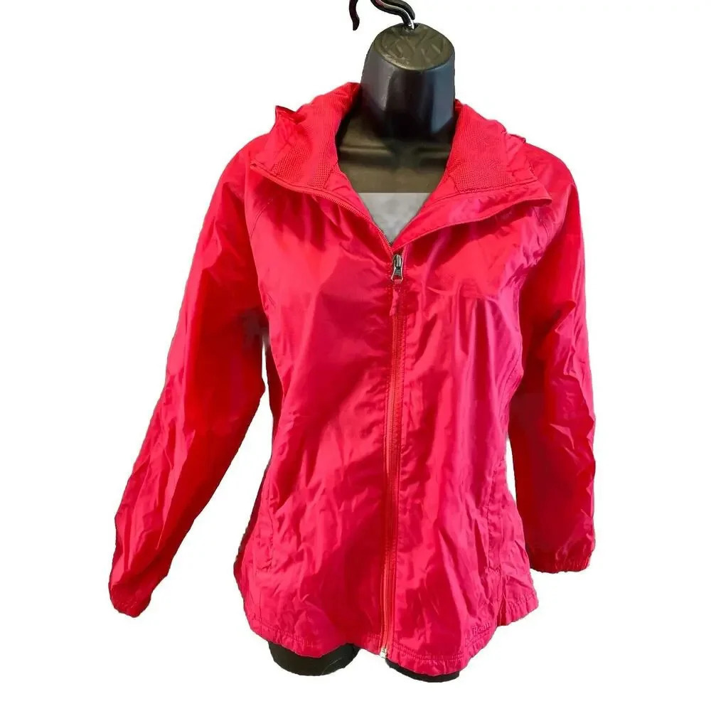 LL Bean Women Coat Size Medium Pink Lined Ski Jacket Winter Hooded Outerwear